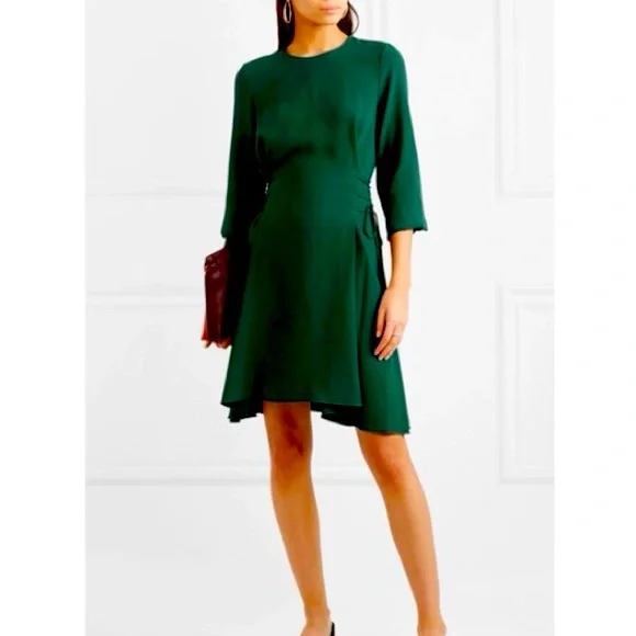 green dress theory Short Prom Dresses Satin Appliques Off Shoulder – alinanova main image 0